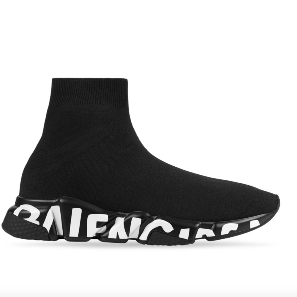 Balenciaga speed graffiti knit black/white sneaker size 12